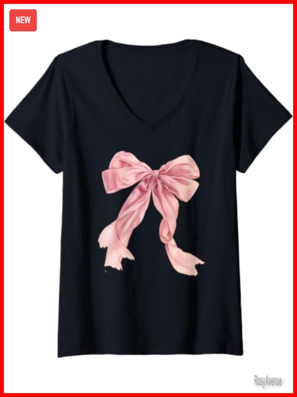 V-Neck Bow T-Shirt Cotton Coquette Aesthetic Tee